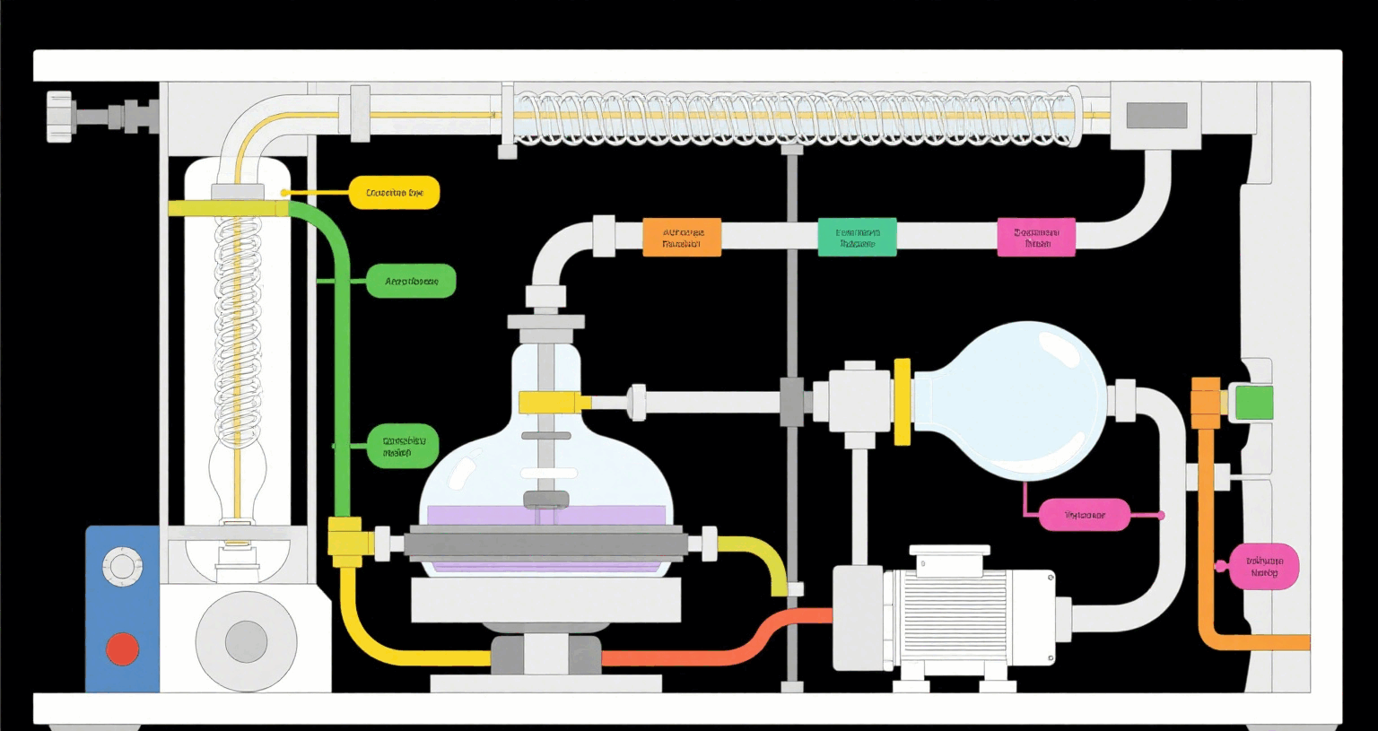 旋转蒸发仪与溶剂回收流程示意图